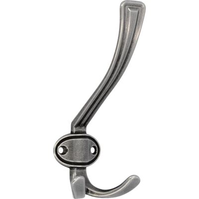 Siro, Kleiderhaken + Wandgarderobe, Huthaken Corvo Breite 67 mm, Höhe 158 mm, ZN eisenfärbig brüniert Siro, Kleiderhaken + Wandgarderobe, Huthaken Corvo Breite 67 mm, Höhe 158 mm, ZN eisenfärbig brüniert