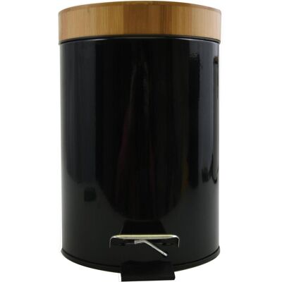 MSV Poubelle Aza 3l Noir Avec Couvercle En Bamboo, Abfalleimer, Schwarz MSV Poubelle Aza 3l Noir Avec Couvercle En Bamboo, Abfalleimer, Schwarz