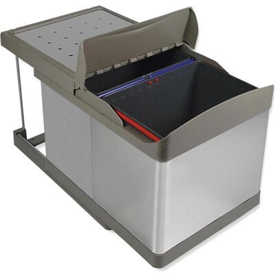 Emuca Recycling-Abfallbehälter mit automatischer Entnahme und Bodenbefestigung, Abfalleimer, Silber Emuca Recycling-Abfallbehälter mit automatischer Entnahme und Bodenbefestigung, Abfalleimer, Silber