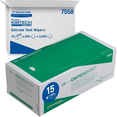 Kimberly-Clark Clark 7558 KIMTECH SCIENCE Labortücher 3000 Stück Präzisionstücher, 2 Lagig, 15 Boxen x 20, Haushaltspapier, Weiss Kimberly-Clark Clark 7558 KIMTECH SCIENCE Labortücher 3000 Stück Präzisionstücher, 2 Lagig, 15 Boxen x 20, Haushaltspapier, Weiss