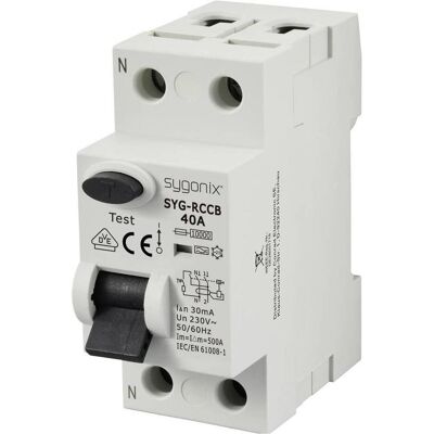 Sygonix SY-6438016 2P+N Fehlerstromschutzschalter 40A 30mA 230V Sygonix SY-6438016 2P+N Fehlerstromschutzschalter 40A 30mA 230V