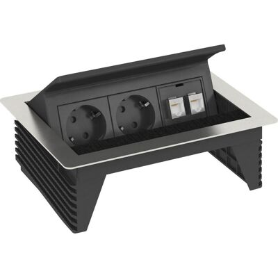 OBO Bettermann Steckdosenleiste - 2 Schuko, 0.21 m, Edelstahl - Power Strip OBO Bettermann Steckdosenleiste - 2 Schuko, 0.21 m, Edelstahl - Power Strip