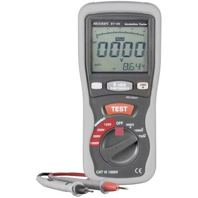 Voltcraft, Multimeter, ET-100 Isolationstester, Isoltationsmessgerät 125/250/500/1000 V CAT III 600 V (CAT III 600V) Voltcraft, Multimeter, ET-100 Isolationstester, Isoltationsmessgerät 125/250/500/1000 V CAT III 600 V (CAT III 600V)