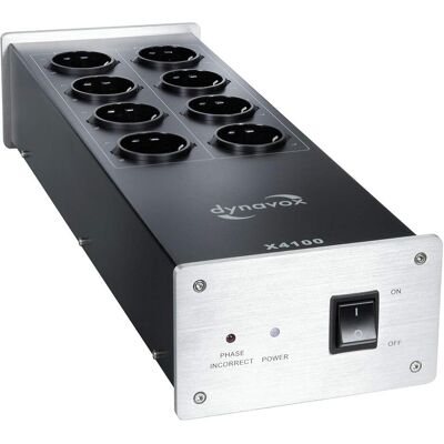 Dynavox X4100S Netzleiste - 8 Steckdosen, 4 gefiltert - Silber Dynavox X4100S Netzleiste - 8 Steckdosen, 4 gefiltert - Silber