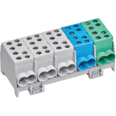 Hager KH45A Hauptleitungsklemme - 5-polig, 100A, DIN-Schiene Hager KH45A Hauptleitungsklemme - 5-polig, 100A, DIN-Schiene