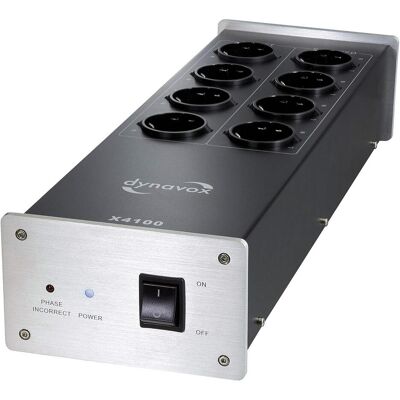 Dynavox X4100S Netzleiste - 8 Steckdosen, 4 gefiltert - Silber Dynavox X4100S Netzleiste - 8 Steckdosen, 4 gefiltert - Silber