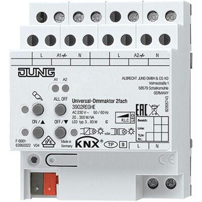 JUNG 3902 REGHE KNX LED-Universal-Dimmaktor, AC 110 ... 3902REGHE, Taster + Schalter JUNG 3902 REGHE KNX LED-Universal-Dimmaktor, AC 110 ... 3902REGHE, Taster + Schalter