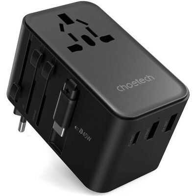 Choetech Reiseadapter - 45W, EU/US/AUS/UK, Schwarz Choetech Reiseadapter - 45W, EU/US/AUS/UK, Schwarz