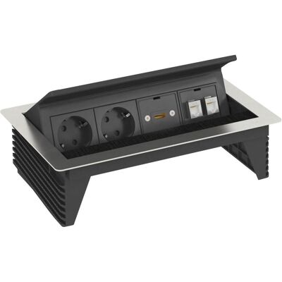 OBO Bettermann Steckdosenleiste - Klappbare Deskbox mit HDMI - 2 Schuko, 0,26 m OBO Bettermann Steckdosenleiste - Klappbare Deskbox mit HDMI - 2 Schuko, 0,26 m