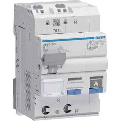 Hager ARF916D - Fehlerlichtbogen-Schutz - RCBO + FI-LS Hager ARF916D - Fehlerlichtbogen-Schutz - RCBO + FI-LS
