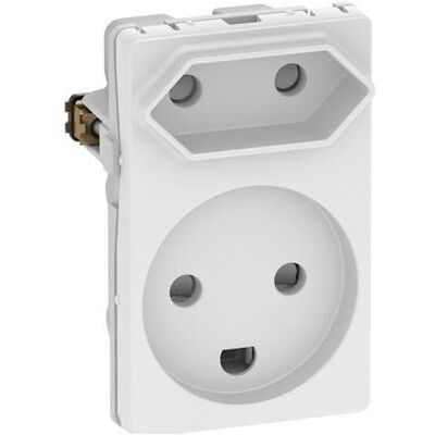 LK, Zubehör Elektroinstallation, FUGA Kombi-Steckdose mit Erdung 1½ Modul, Weiss- In Tasche für DIY LK, Zubehör Elektroinstallation, FUGA Kombi-Steckdose mit Erdung 1½ Modul, Weiss- In Tasche für DIY