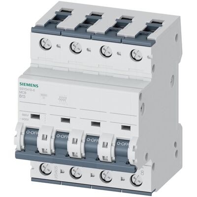 Siemens 5SY5413-6 - Leitungsschutzschalter 4-polig, 13A, B-Typ, 880VDC Siemens 5SY5413-6 - Leitungsschutzschalter 4-polig, 13A, B-Typ, 880VDC
