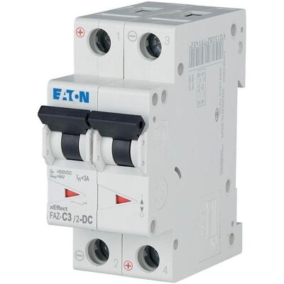 Eaton Marke FAZ-C3/2-DC Leitungsschutzschalter - 2P 3A 10kA DC DIN-Montage Eaton Marke FAZ-C3/2-DC Leitungsschutzschalter - 2P 3A 10kA DC DIN-Montage