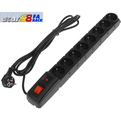 Acar, Steckdosenleiste, 19" Stromverteilungsleiste S8/3m 8x220V Schwarz+Überspannungsschutz 10A (8x, 3 m) Acar, Steckdosenleiste, 19" Stromverteilungsleiste S8/3m 8x220V Schwarz+Überspannungsschutz 10A (8x, 3 m)