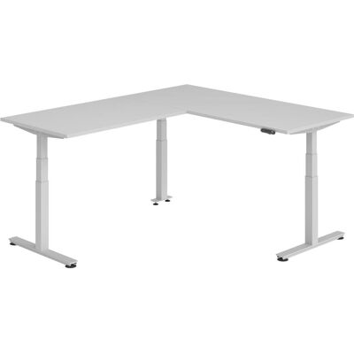 Hammerbacher, Schreibtisch, Sitz-Steh-Winkeltisch 180x220cm Grau/Silber Hammerbacher, Schreibtisch, Sitz-Steh-Winkeltisch 180x220cm Grau/Silber