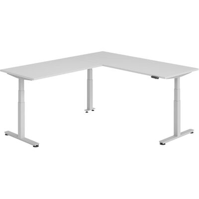 Hammerbacher, Schreibtisch, Sitz-Steh-Winkeltisch 200x240cm Grau/Silber Hammerbacher, Schreibtisch, Sitz-Steh-Winkeltisch 200x240cm Grau/Silber