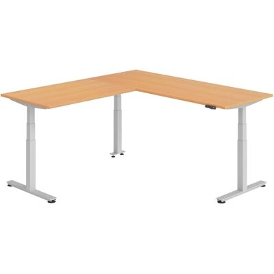 Hammerbacher, Schreibtisch, Sitz-Steh-Winkeltisch 200x220cm Buche/Silber Hammerbacher, Schreibtisch, Sitz-Steh-Winkeltisch 200x220cm Buche/Silber