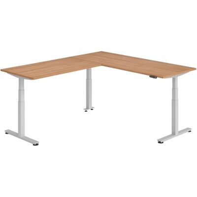 Hammerbacher, Schreibtisch, Sitz-Steh-Winkeltisch 200x240cm Nussb./Silber Hammerbacher, Schreibtisch, Sitz-Steh-Winkeltisch 200x240cm Nussb./Silber