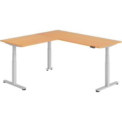 Hammerbacher, Schreibtisch, Sitz-Steh-Winkeltisch 200x200cm Buche/Silber Hammerbacher, Schreibtisch, Sitz-Steh-Winkeltisch 200x200cm Buche/Silber