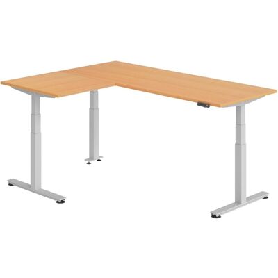 Hammerbacher, Schreibtisch, Sitz-Steh-Winkeltisch 200x160cm Buche/Silber Hammerbacher, Schreibtisch, Sitz-Steh-Winkeltisch 200x160cm Buche/Silber
