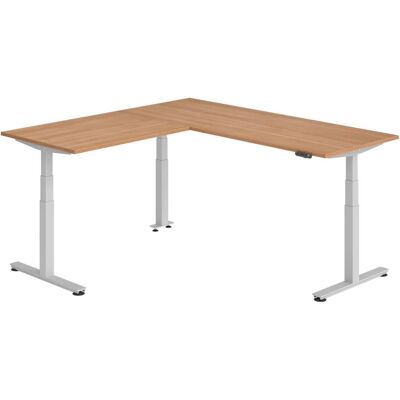 Hammerbacher, Schreibtisch, Sitz-Steh-Winkeltisch 200x200cm Nussb./Silber Hammerbacher, Schreibtisch, Sitz-Steh-Winkeltisch 200x200cm Nussb./Silber
