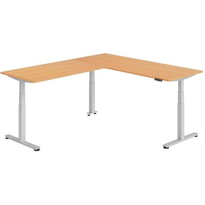 Hammerbacher, Schreibtisch, Sitz-Steh-Winkeltisch 200x240cm Buche/Silber Hammerbacher, Schreibtisch, Sitz-Steh-Winkeltisch 200x240cm Buche/Silber