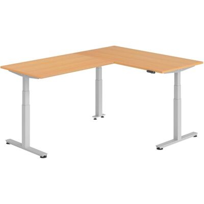 Hammerbacher, Schreibtisch, Sitz-Steh-Winkeltisch 160x220cm Buche/Silber Hammerbacher, Schreibtisch, Sitz-Steh-Winkeltisch 160x220cm Buche/Silber