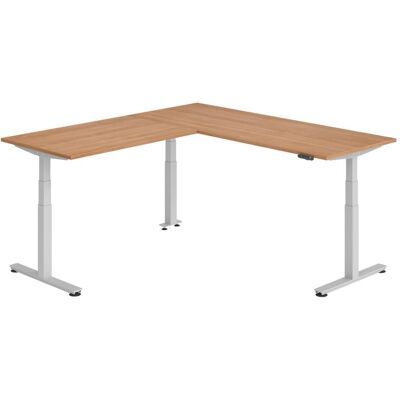 Hammerbacher, Schreibtisch, Sitz-Steh-Winkeltisch 200x220cm Nussb./Silber Hammerbacher, Schreibtisch, Sitz-Steh-Winkeltisch 200x220cm Nussb./Silber