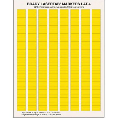 Brady, Etikettenrolle, LAT-4-747YL-10, Polyester, Gelb, 20.32 x 6.35 mm, permanent, US-Letter, 8-bahnig (10.032 E.) Brady, Etikettenrolle, LAT-4-747YL-10, Polyester, Gelb, 20.32 x 6.35 mm, permanent, US-Letter, 8-bahnig (10.032 E.)