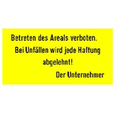 BRW, Sicherheitskennzeichnung, Signaltafel Betreten des Areals verboten 15.04 BRW, Sicherheitskennzeichnung, Signaltafel Betreten des Areals verboten 15.04