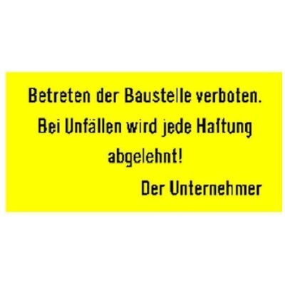 BRW, Sicherheitskennzeichnung, Signaltafel Betreten der Baustelle verboten 15.01 BRW, Sicherheitskennzeichnung, Signaltafel Betreten der Baustelle verboten 15.01