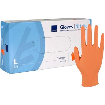 Abena, Schutzhandschuhe, Nitrilhandschuhe Sensitive orange (L) Abena, Schutzhandschuhe, Nitrilhandschuhe Sensitive orange (L)