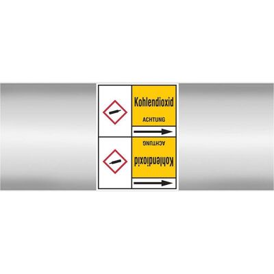 Brady, Sicherheitskennzeichnung, Kohlendioxid100X33RL-T3-P2, B-7541, Rohrmarkierer Standard, 127 x 150 mm, Schwarz auf Gelb m Brady, Sicherheitskennzeichnung, Kohlendioxid100X33RL-T3-P2, B-7541, Rohrmarkierer Standard, 127 x 150 mm, Schwarz auf Gelb m