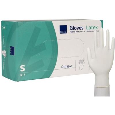Abena, Schutzhandschuhe, Examination glove, Classic, S, naturalny, latex, powder-free - (150 pcs.) (S) Abena, Schutzhandschuhe, Examination glove, Classic, S, naturalny, latex, powder-free - (150 pcs.) (S)