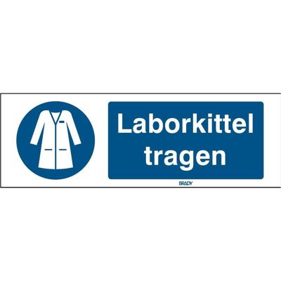 Brady, Sicherheitskennzeichnung, B-7527, ISO 7010 Sicherheitsschild - Laborkittel tragen (M059), Polypropylen, Weiss auf Blau Brady, Sicherheitskennzeichnung, B-7527, ISO 7010 Sicherheitsschild - Laborkittel tragen (M059), Polypropylen, Weiss auf Blau