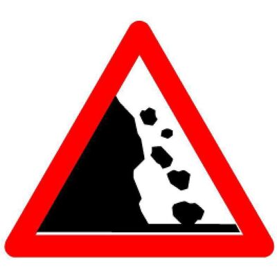 BRW, Sicherheitskennzeichnung, Signaltafel Steinschlag von links 1.13A BRW, Sicherheitskennzeichnung, Signaltafel Steinschlag von links 1.13A