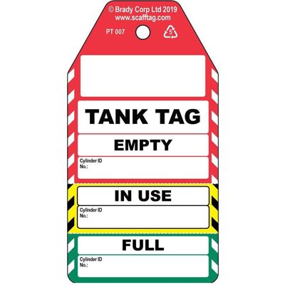 Brady, Sicherheitskennzeichnung, PROC-GB-PT 007-50, Dreiteiliger Tank-Anhänger, Polypropylene, Schwarz auf Rot, Gelb, Grün & Brady, Sicherheitskennzeichnung, PROC-GB-PT 007-50, Dreiteiliger Tank-Anhänger, Polypropylene, Schwarz auf Rot, Gelb, Grün &