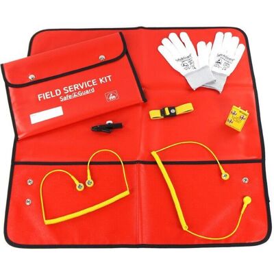 Safeguard, Zubehör Arbeitsschutz, ESD-Service Kit SWISS, Handschuhe, isolierte Krokoklemme, rot (Statikschutz) Safeguard, Zubehör Arbeitsschutz, ESD-Service Kit SWISS, Handschuhe, isolierte Krokoklemme, rot (Statikschutz)