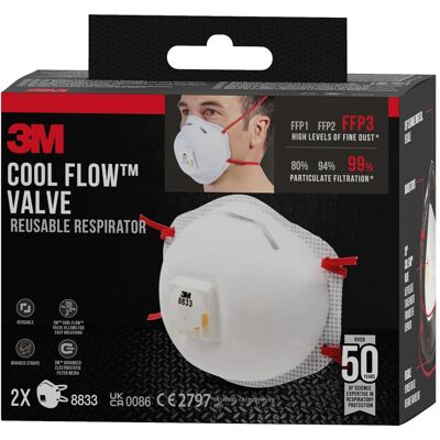 3M Atemschutzmaske, Maske Dämmstoff (FFP3, 2x) 3M Atemschutzmaske, Maske Dämmstoff (FFP3, 2x)