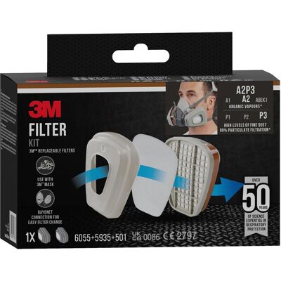 3M Atemschutzmaske, Filterkit Pestizid (A2, A2P3, P3, 2x) 3M Atemschutzmaske, Filterkit Pestizid (A2, A2P3, P3, 2x)