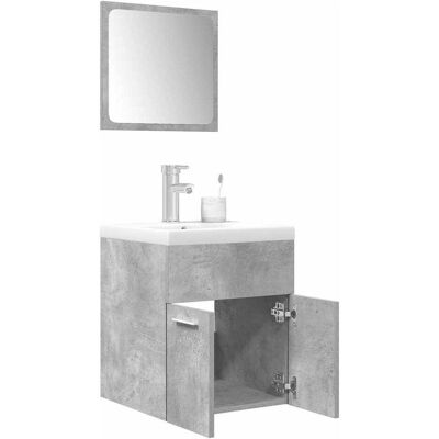 vidaXL 3-tlg. Badezimmermöbel-Set - Betonggrau - Badezimmermöbel vidaXL 3-tlg. Badezimmermöbel-Set - Betonggrau - Badezimmermöbel