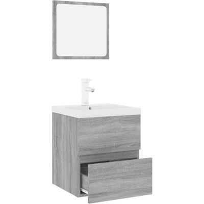 ALTRO Badezimmer-Set mit Waschbecken & Spiegel - Cemento ALTRO Badezimmer-Set mit Waschbecken & Spiegel - Cemento