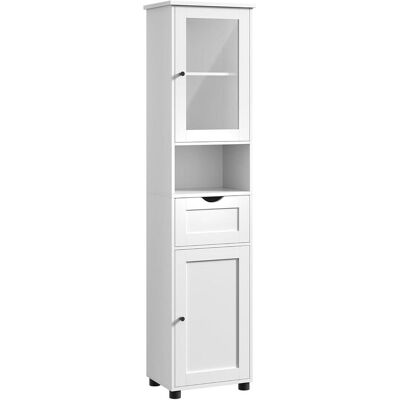 Songmics, Badezimmerschrank, Badezimmerschrank schmal Glastür wolkenweiss Holz (40 x 30 x 165 cm) Songmics, Badezimmerschrank, Badezimmerschrank schmal Glastür wolkenweiss Holz (40 x 30 x 165 cm)