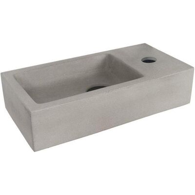 Differnz, Waschbecken, Hura fontein - 38x18x9cm - Rechthoek - 1 kraangat - Beton - grijs (180 mm, 380 mm) Differnz, Waschbecken, Hura fontein - 38x18x9cm - Rechthoek - 1 kraangat - Beton - grijs (180 mm, 380 mm)