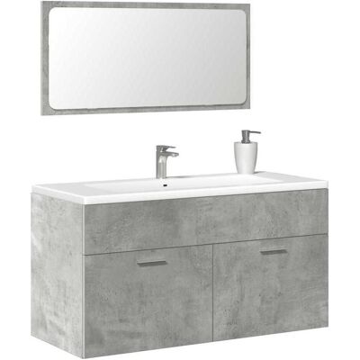 vidaXL Badezimmer-Schrank mit Spiegel Beton Grau - Badezimmer Schrank vidaXL Badezimmer-Schrank mit Spiegel Beton Grau - Badezimmer Schrank