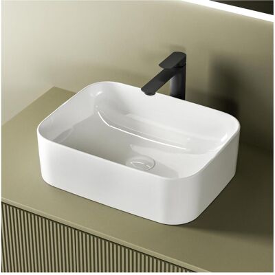 Emke, Waschbecken, Aufsatzwaschbecken Eckiger Waschbecken Keramik Waschbecken Waschtisch Weiss Glänzend 50.5×15×18 (150 mm, 505 mm) Emke, Waschbecken, Aufsatzwaschbecken Eckiger Waschbecken Keramik Waschbecken Waschtisch Weiss Glänzend 50.5×15×18 (150 mm, 505 mm)