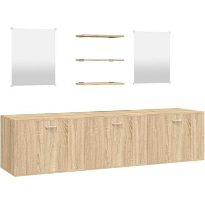 vidaXL 6-tlg. Badezimmermöbel-Set Schwarz Holzwerkstoff - Badezimmermöbel vidaXL 6-tlg. Badezimmermöbel-Set Schwarz Holzwerkstoff - Badezimmermöbel