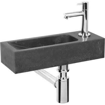 Differnz, Waschbecken, Luxor Fonteinset - Wasbak Natuursteen - Zwart - Gebogen Kraan - Chroom - Standaard Greep - 38 x 14 x (380 mm) Differnz, Waschbecken, Luxor Fonteinset - Wasbak Natuursteen - Zwart - Gebogen Kraan - Chroom - Standaard Greep - 38 x 14 x (380 mm)