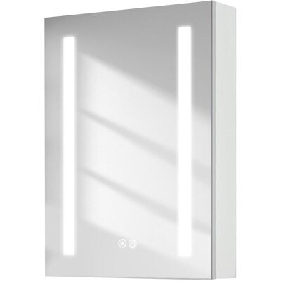 Emke, Spiegelschrank, Badezimmerschrank mit Beleuchtung 70x50 cm, Mattweiss, Schminkschrank, dimmbar, Antibeschlag Emke, Spiegelschrank, Badezimmerschrank mit Beleuchtung 70x50 cm, Mattweiss, Schminkschrank, dimmbar, Antibeschlag