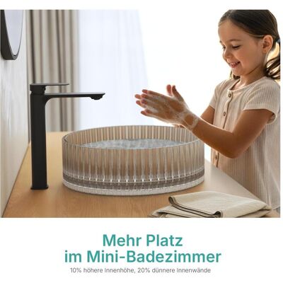 Emke, Waschbecken, Aufsatzwaschtisch Ø40 cm Design-Waschbecken gehärtetes Bleikristallglas Transparent galvanisch (400 mm, 400 mm) Emke, Waschbecken, Aufsatzwaschtisch Ø40 cm Design-Waschbecken gehärtetes Bleikristallglas Transparent galvanisch (400 mm, 400 mm)